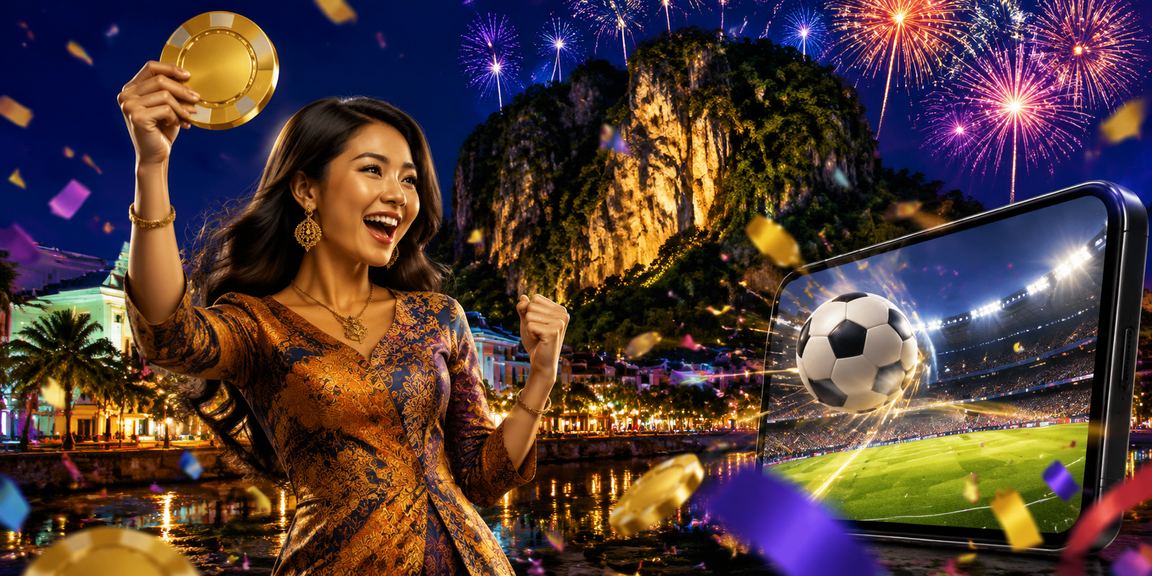 Pemain di Ipoh mengakses meja Baccarat langsung melalui telefon bimbit dengan corak batik
